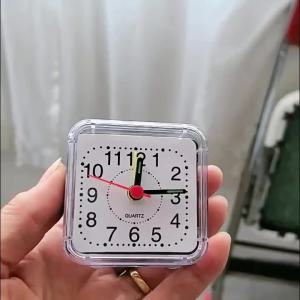 Square Alarm Clock Bedside Small Clear Acrylic Frame Colorful Hands Quartz Movement For Accurate Time Desk Clock For Bedroom