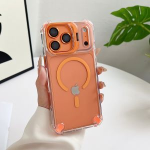 szhaiyu | Luxury Magnetic Shockproof Stand Phone Case for IPhone 17 16 15 14 13 12 Pro Max for Magsafe with Lens Holder Protector Cover