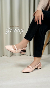 SEIS Greisy Sepatu Mules Heels Wanita | Slingback Hak 3 cm