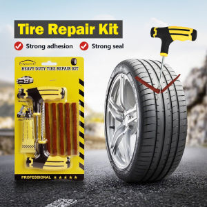 Car Tire Repair Kit with Five Tire Repair Strips Car Tubeless Tyre Repair Tools Kit Motorcycle Tyre Repair Set Professional Car Repair Tools Penampal Tayar Kereta Bocor 汽车轮胎修理套装