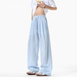 HetingHOME | Hetinghome Summer Trendy Couple Loose Fit Pink Casual Pants Thin Style Mens Long Trousers Youthful Vitality Straight Leg Jeans