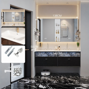 DIPURUI | Custom Dual Basin Bathroom Cabinet Natural Luxury Stone