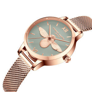 Hannah Martin Women Watch Japan Quartz Movement Watches 3D Bee Dial Stainless Steel Waterproof Wristwatches