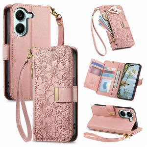 szhaiyu | Wrist Strap PU Leather Flip Zipper Wallet Card Slot Phone Case for Xiaomi Poco X8 Pro Max X7 X8 Pro Shockproof Protection Cover