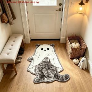 VIKAMA Halloween Ma Mèo Thảm Chùi Chân Dễ Thương Không Đều Có Thể Giặt Được Thảm Chống Trơn Trượt Cho Phòng Ngủ Phòng Tắm Phong Cách Hiện Đại Trang Trí Sàn Nhà