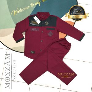 MOSZAM Setelan Koko Anak MANJADDA Lengan Panjang dan Pendek Umur 0-10 Tahun Hijau dengan Aksen Hitam dan Label Garansi Produk Terbaik.