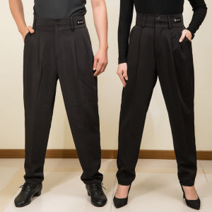 Mens and Womens Same Style Dance Pants Latin Dance National Standard Dance Modern Dance Pants Ankle Tight High Waist Practice Dancing Pants Pocket Pants