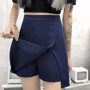plus Size Womens A-Line Mini Skirt in Royal Blue with High Waist And Zipper Closure for Autumn Winter Thickened Suit Skirt Pants