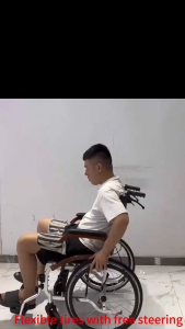 Ultra Lightweight Wheelchair for Adults - Portable Foldable Travel Wheelchair for Seniors Self-Propelled Wheel Chairs Manual Wheel Chair with Ergonomic Push Rim