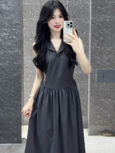LIRENQING | Đầm Polo Phong Cách Pháp Thon Gọn Không Tay Màu Xám