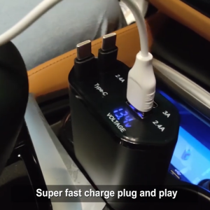 (SG LOWEST) 120W Dual Retractable 4in1 Portable Car Charger Super Fast USB-C Type-C Light Phone Cables 2 Ports Universal
