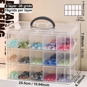 3-layer transparent storage box stackable storage box portable craft bead plastic box jewelry storage box storage tray