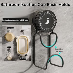 Strong Loadbearing Swivel Wallmounted Hangable Basin Organizer Bathroom Strong Basin Storage Rack Bathroom Suction Cup Basin Holder