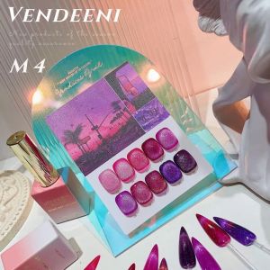 Set sơn gel mắt mèo tone TÍM HỒNG 10 màu Vendeeni M4 ( tặng kèm bảng màu)