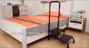 2-Step Safety Stool Ladder With Grip Handle Adjustable Height Anti-Slip Steps For Elderly Home Use