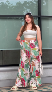 กางเกงอัดพลีทขายาวผู้หญิง กางเกงสาวอวบ กางเกงขายาวผู้หญิงสไตล์เกาหลี พร้อมส่งกางเกงขาบานราคาถูก พร้อมส่งในไทย K9195/K9196