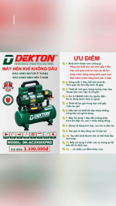 Máy Nén Khí Không Dầu Dekton DK-AC2908XPRO Thể tích bình 8 Lít 1.1Hp Lên hơi nhanh
