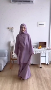 ZIVHA FASHION-SHABAI ABAYA TWO LAYER CERUTY BABYDOLL ABAYA TURKI PREMIUM NEW ABAYA SET PASHMINA