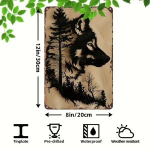 Biểu Tượng Hình Bóng Sói Sắt Trang Trí Tường 2D Khắc Họa Cảnh Rừng Và Động Vật Chất Liệu Kim Loại Dùng Trong Nhà/ngoài Trời Đã Được Khoan Sẵn Phong Cách Cổ Điển