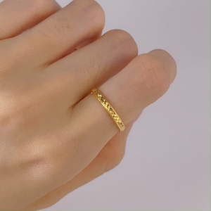 WENG KWONG Hollow Shimmering Gold Ring in 22k/ 916 Gold (3R3506)