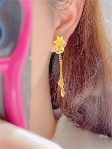 Elegant New Chinese Style Calla Lily Earrings Womens Fashionable Fringe Slimming Ear Wire Jewelry  out Design Alloy