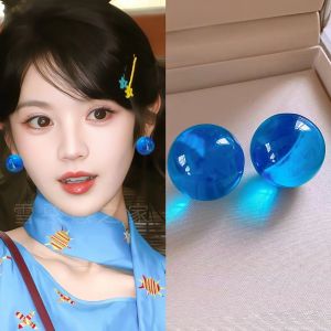 Dopamine Blue Ice through Earrings Fashionable Unique Design High-End Feelings Womens Jewelry Ear Jewelry Drop Earrings