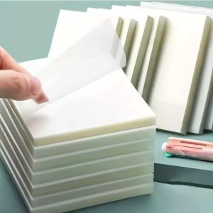 500Pcs Transparent Sticky Notes PET Large Size Blank Self Adhesive Memo Pad for Office School