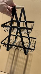 GreenHouse ตะกร้าเหล็ก2/3ชั้น ใส่ผลไม้ วางของ ชั้นวางของครัว สไตล์มินิมอล อเนกประสงค์ พร้อมด้ามจัมไม้ พกพาสะดวก