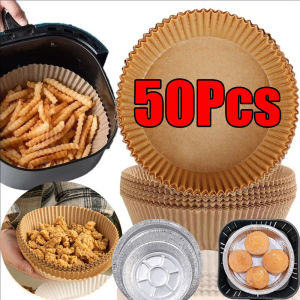 10/50Pcs Air Fryer Disposable Liner Barbecue Plate NonStick Mat Oil-proof Water-proof Baking Paper Liners Air Fryer Baking Parchment Kitchen Oven Oil Absorbing Paper Tool
