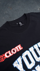 Kaos Boxy Oversize Pria Dan Wanita Youth Club Black Style Vintage Kekinian Cotton 20s