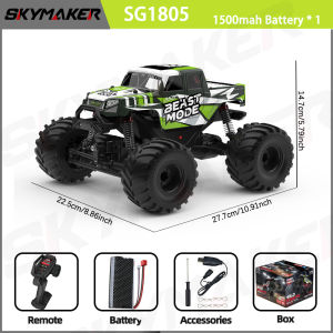 SG1805 1/18 4WD Monster Truck 2.4G Remote Control  Full Proportional RC High Burst Power Wheele Stunt Car Toys Gifts for Boys