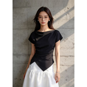 PIAOYA | Off-Shoulder Waist-Cinching Slenderizing Elegant Summer Womens Blouse
