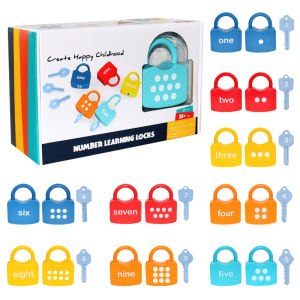10PCS Kids Alphabet Lock Key Toy Set Car Locks Montessori Educational Number Matching Homeschool Math Toys Baby Word Cognition