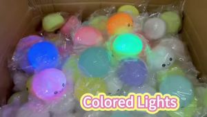 Bandai | 2026 New Luminous Colored Steamed Dumpling Squishy Toy Soft Silicone Decompression LED Night Light Glowing Squeeze Lamp for An