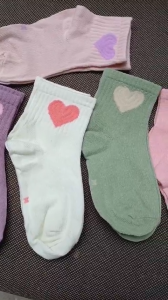 5 đôi vớ cổ cao mềm mại họa tiết hình trái tim xinh xắn cho bé từ 1 - 14 tuổi
