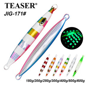 TEASER J171 Slow Pitch Jig Deep Sea Boat Fishing Metal Lure 150g–600g Glow-in-the-Dark Saltwater Jig Bait for Grouper & Amberja