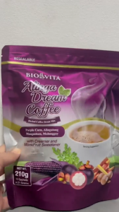 BioVita Alinga Dream Coffee 210g 10 Sachets x 21g Coffee Drink Mix with Creamer and Monk Fruit Sweetener Purple Corn Alingatong Mangosteen Malunggay Blend Caffeine Free Sugar Free Cholesterol Free Convenient Powdered Coffee for Daily Routine Coffee Pack