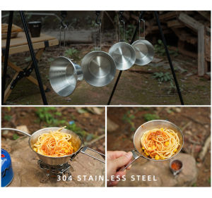 Bát gấp bằng thép không gỉ có túi đựng Chén/tô gấp gọn di động bát cơm siêu nhẹ inox 304 cắm trại dã ngoại phượt