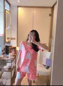 🔥Ready Stock🔥 Piyama Wanita Pakaian Rumah Kasual Longgar/Womens Pajamas Loose Casual Loungewear/睡衣女士 短袖短裤 宽松休闲居家服