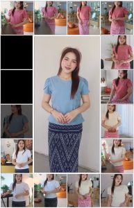 (พร้อมส่ง) เสื้อผ้าฝ้าย ลิซ่า 36 38 40 42 44 คอกลม ผ้าชินมัย มีซิปด้านหลัง  มีบริการเก็บปลายทาง