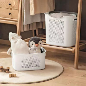 DXL Dirty Clothes Basket Household Laundry Basket Large Capacity Portable Plastic Dirty Clothes Storage Basket Bathroom Dirty Clothes Basket