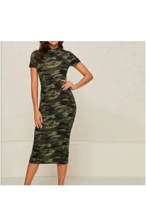Camo Print Bodycon Maxi Dress