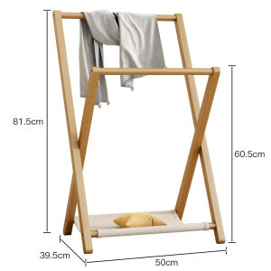 Foldable Small Wooden Clothes Hanger Rack Bedside Garment Storage Stand Pants Rack Multi-Functional Modern Simple Design