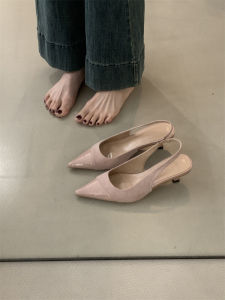 Pointed Heel Pink Fairy Spring Summer French Style Splicing Pumps