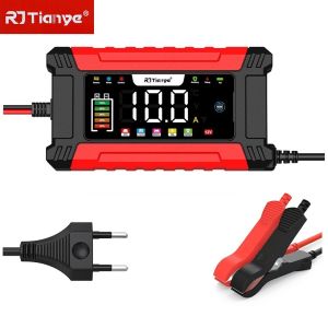 EU Plug Car Battery Charger 12V10A Smart Pulse Repair Lead-acid Battery Motorcycle Battery Charging Device LED Display