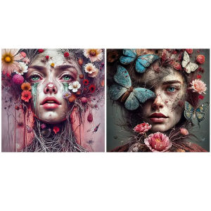BILIBILI | 5D DIY Full Drill Diamond Painting Kit Flower Woman With Floral Crown Elegant Portrait For Adults Home Wall Decor Relaxing Gift
