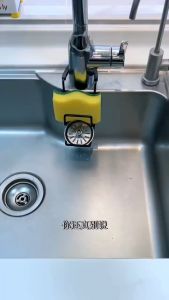 Iron Sink Drain Rack Sponge Storage Sink Faucet Hanging Sponge Holder Sink Soap Stand Rack Kitchen Bathroom Storage Organizer