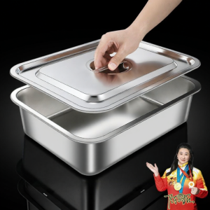 BAICHANG | Stainless Steel Long Rectangle Lidded Commercial and Home Use Flat Fish Baking Tray