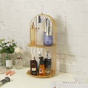COD rak skincare Rak meja Bentuk kandang burung Rak kosmetik Organizer Meja Make Up rak kosmetik