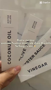 Stiker Label Botol Minyak & Saus Anti Air untuk Minyak Kecap Cuka dan Saus bahan Vynil